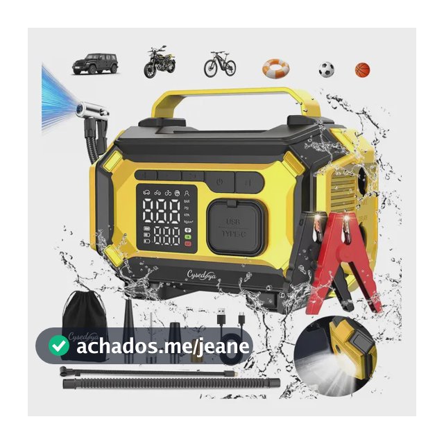 Arrancador Portátil para Carro e Caminhonete Cysedoya ATJ202 com Compressor de Ar e Power Bank