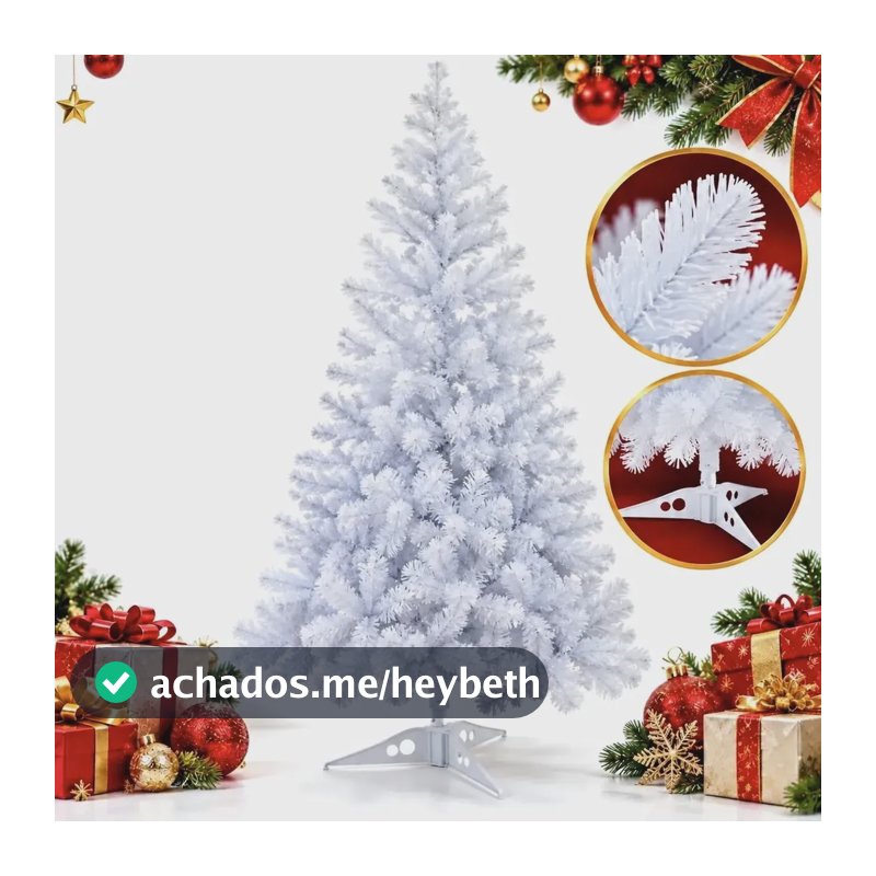 Árvore De Natal Tradicional 150cm 200 Galhos Plástico Branco Branco