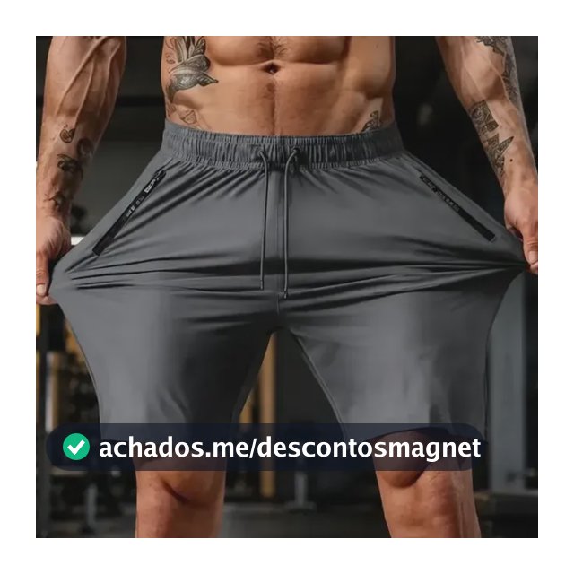 Bermuda Masculina Slim Fit De Poliamida Esportiva Fitness