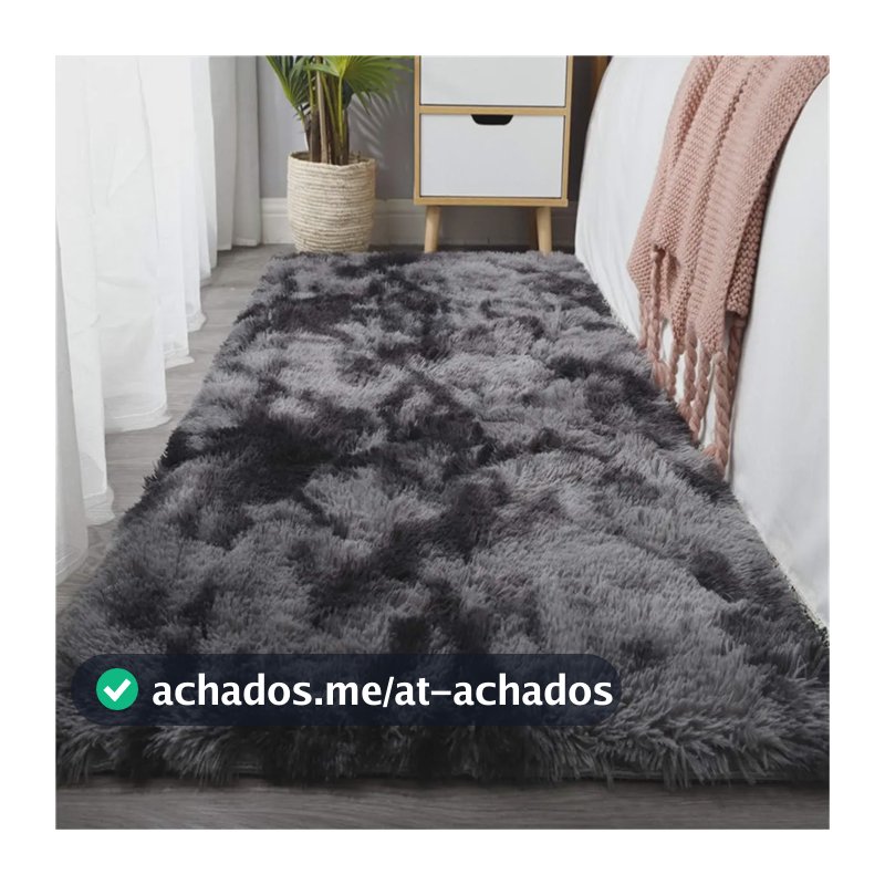 Passadeira Corredor 2,00x0,60 Tapete Super Peludo Beira De Cama Sala Quarto Cinza Mesclado