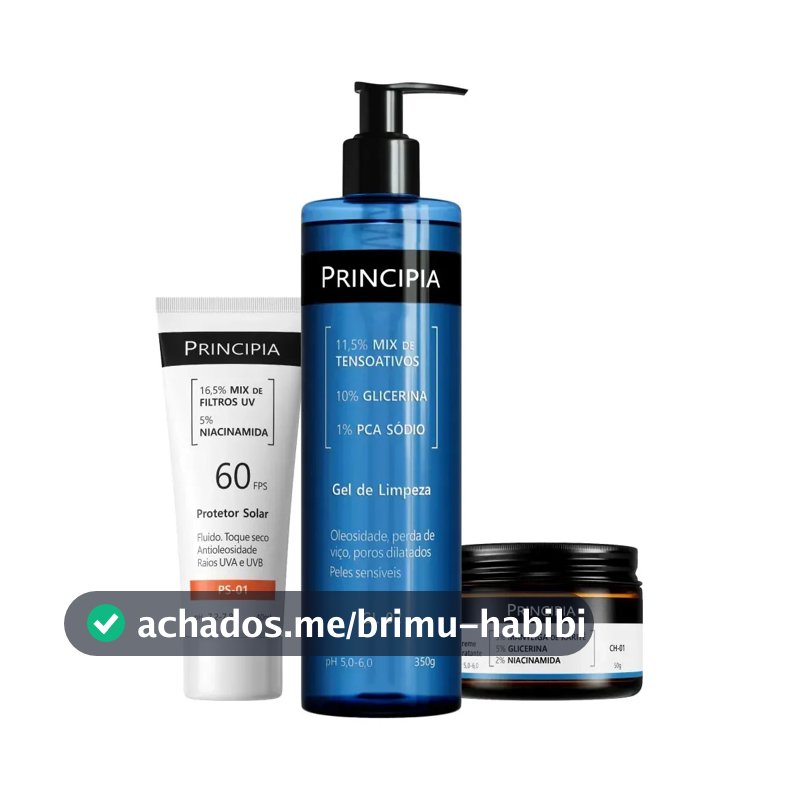 Kit Principia para Rotina de Skincare Pele Sensível com Protetor Solar FPS 60
