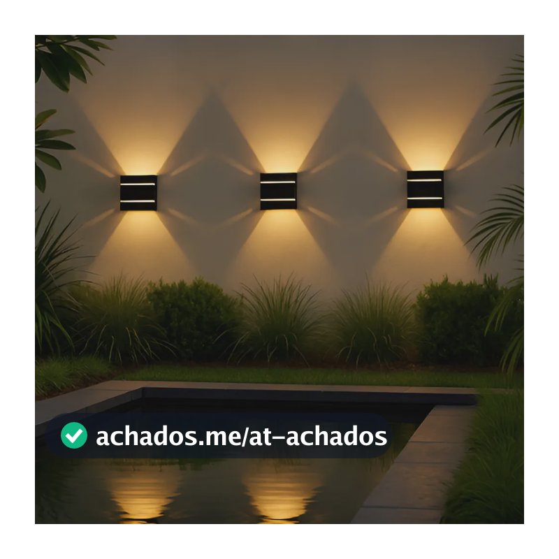 Kit 6 Arandela Luminária De Parede Slim Led Spot Decoração Jardim Preto Led Quente