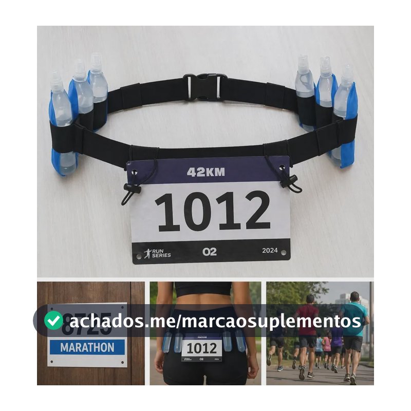 Cinto Porta Número Para Corrida Ciclismo Triathlon Gel Carbo Preto