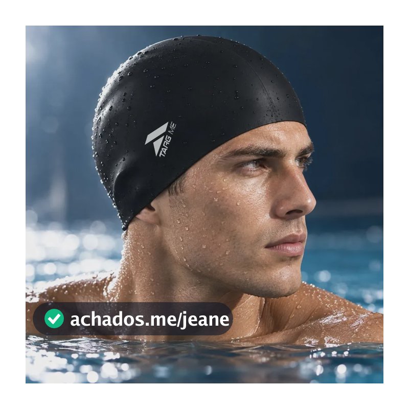 Touca De Natação Silicone Adulto Hidroginástica Impermeável Preto