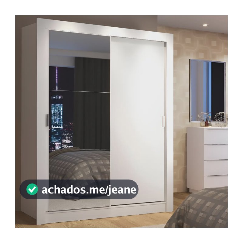 Guarda-roupa Solteiro Madesa Denver 2 Portas C Espelho B Cor Branco