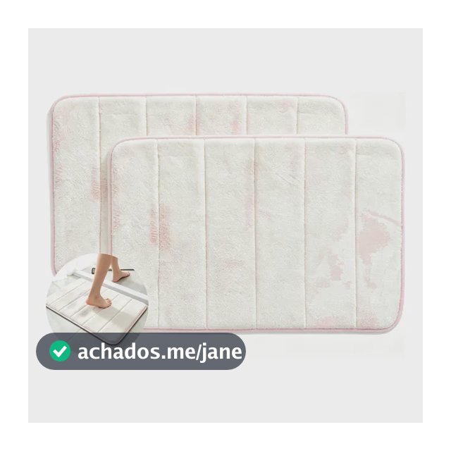 Kit 2 Tapetes Felpudos Banheiro Antiderrapantes 60x40cm Rosa Geométrico