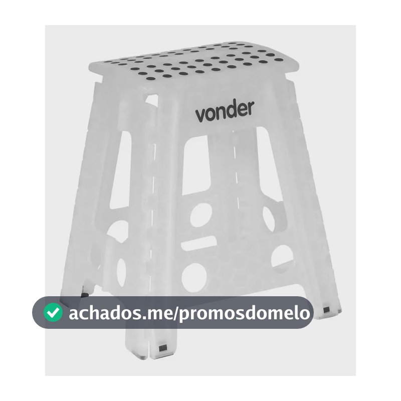 Banqueta Plástica Multiuso Dobrável 45cm 150kg Vonder Branco Branco