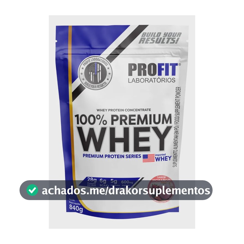 Whey Protein 100% Concentrado Premium 840g Profit Morango