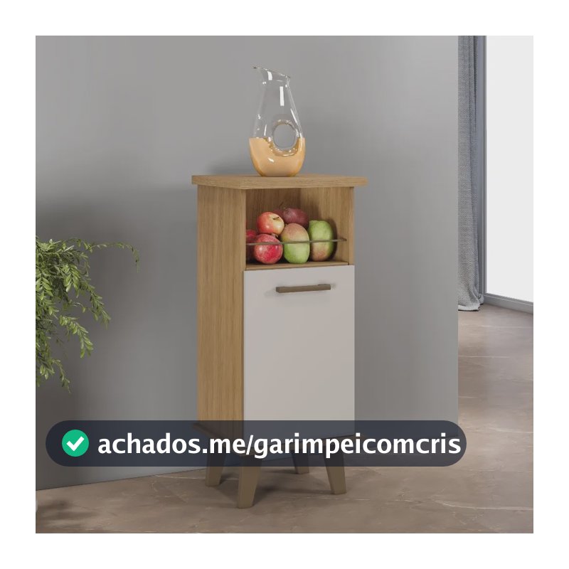 Balcão Cozinha Fruteira Chão 1 Porta Nicho Varejista Nóbrega Cinamomo Off White