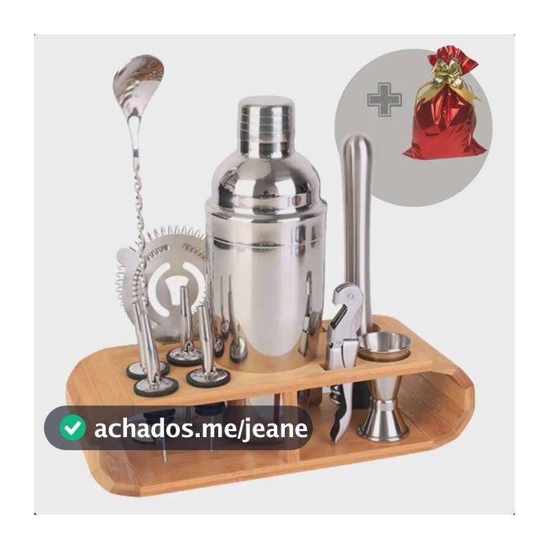 Kit Caipirinha Coqueteleira Profissional Bartender 12 Peças Inox Barman Homebar Drinks Coquetel e Batidinhas Presente Moderna Mix