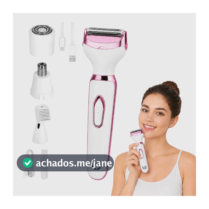 Depilador Elétrico Feminino e Masculino Indolor 4 Em 1 Corporal Recarregável USB Aparador Íntimo Removedor de Pelos Facial Nariz Orelha Sobrancelha Sem Dor Portátil Multifuncional VETKA BEAUTY