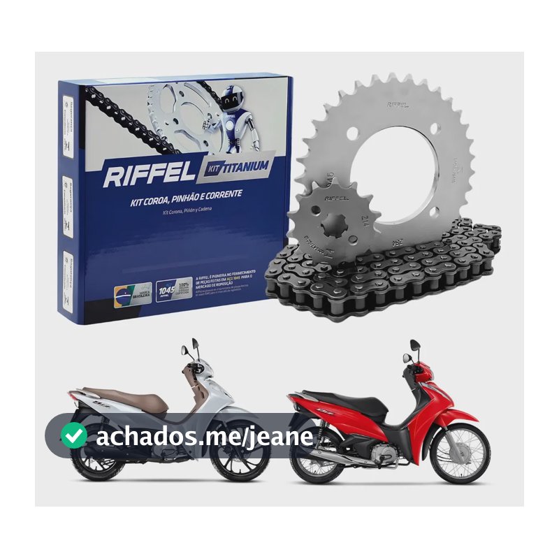Kit Relação Transmissão Biz 125 Biz 110i Riffel 2005 A 2027 Prateado