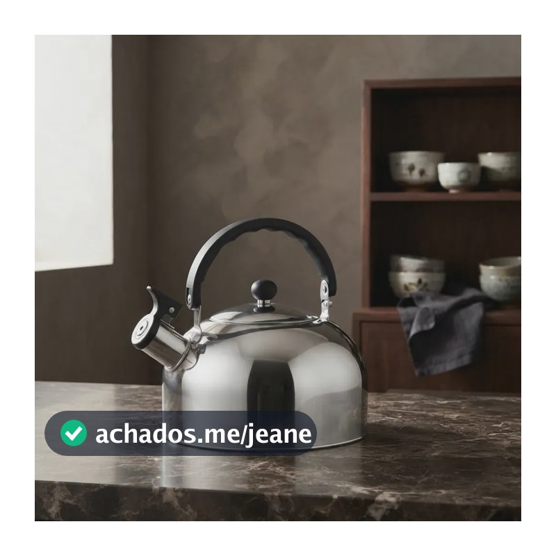 Chaleira Com Apito 2 Litros Aço Inox Em Casa Tem Resistente Cor Cinza