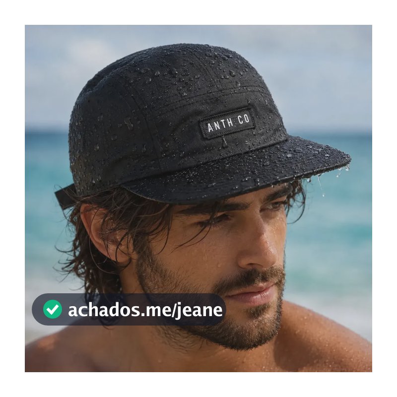Boné Aba Reta Five Panel Evasecret Water Strapback Impermeavel Preta