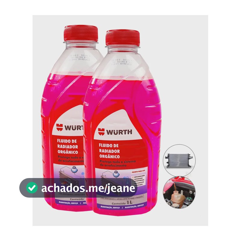 Kit 2 Fluidos Aditivo Radiador Com Monoetilienoglicol Wurth Cor Rosa