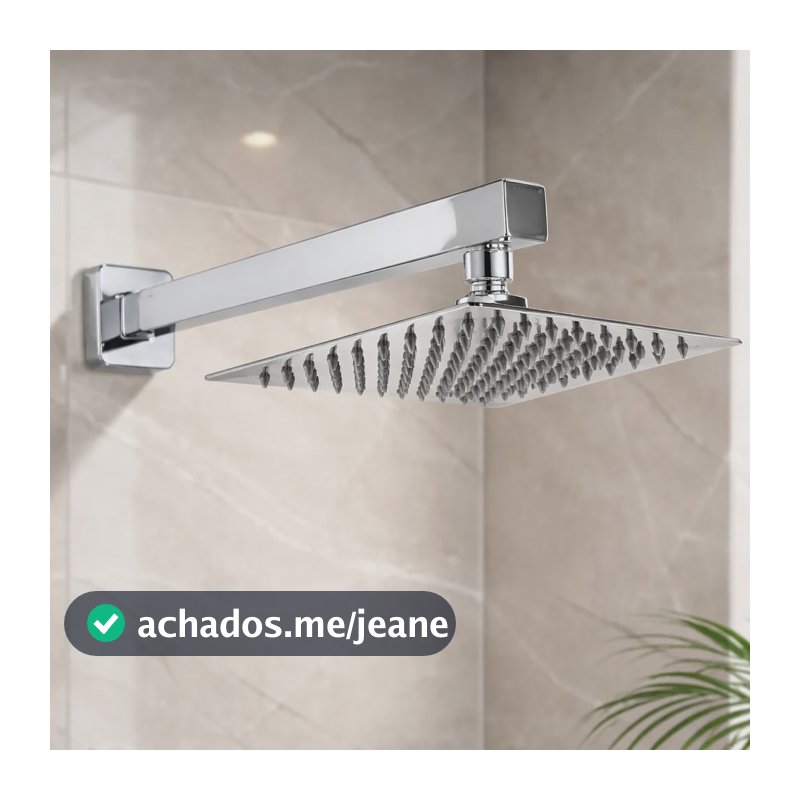 Chuveiro Ducha Inox 304 Quadrado 20x20 Slim Banheiro Cromado Cinza Cromado