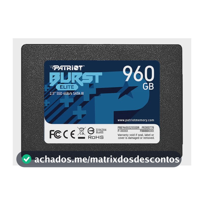 Unidade SSD para notebook Patriot Sata3 2.5 Burst Elite Sata de 960 GB
