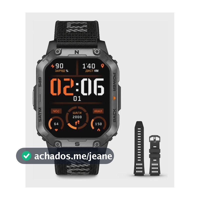 Relógio Smartwatch Aurafit G15 Com Gps E À Prova D'água 3atm Preto Mesh