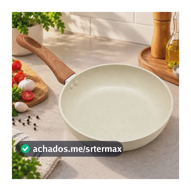 Frigideira Cerâmica Antiaderente Fogão Cooktop Indução Gás Bege 20cm