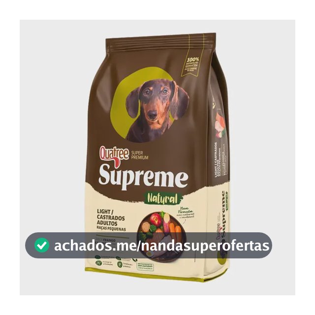 Quatree Supreme Cão Light Castrado Adulto Raças Peq. 10,1 Kg