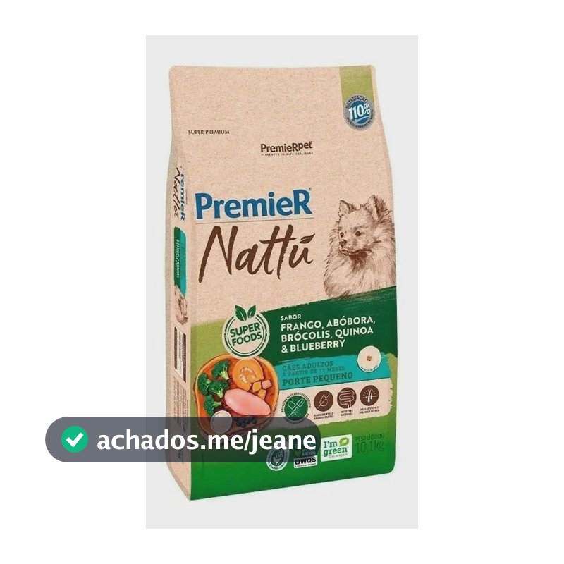 Ração Premier Nattu Cães Adultos Pequeno Porte Abóbora 10kg