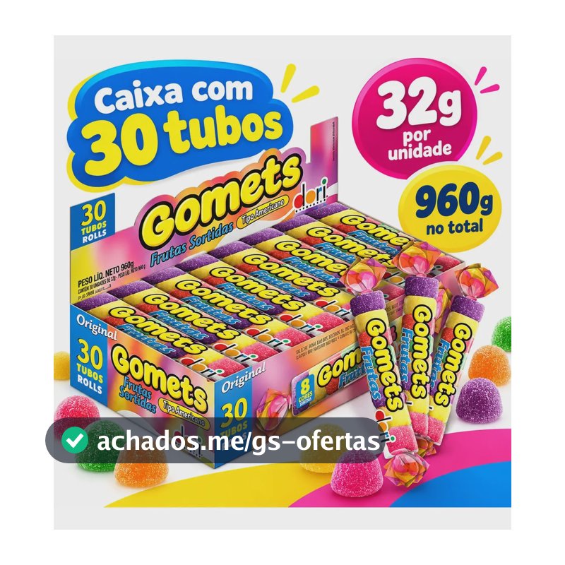 Goma Gomets Dori Frutas Sortidas Caixa 30 Tubos 32g