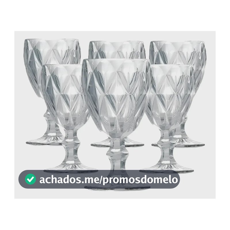 Jogo 6 Taças de Cristal 340ml Diamond Transparente vidro