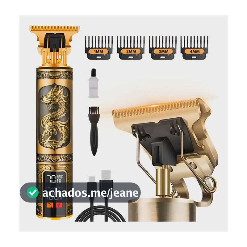Maquina De Cortar Cabelo Barbear Profissional Com Visor Dourado-escuro 127/220v