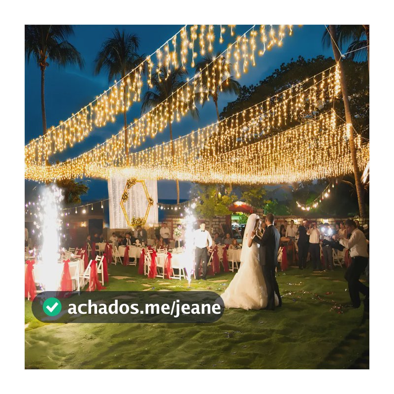 Cortina LED 10m 400 Luzes Amarelas Externa à Prova D'Água para Natal