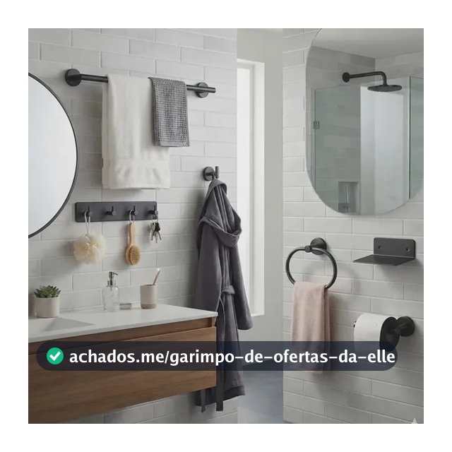 Kit 6 Conjunto Acessorios Suporte Banheiro Lavabo Inox 304 Preto Fosco Yesop Suporte Para Toalhas Porta-Papel Higiênico Argolas Para Toalhas Saboneteira Ganchos Individuais e Uma Fileira de Ganchos