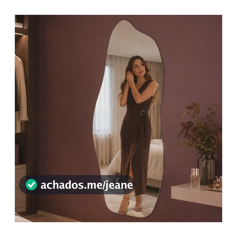 Espelho Grande Retangular Lapidado Pinterest 90x40cm Luxo Magnus - Suporte