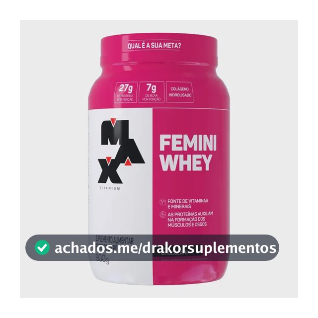 Whey Protein 900g Femini Whey Protein Max Titanium Chocolate Proteína E Colágeno