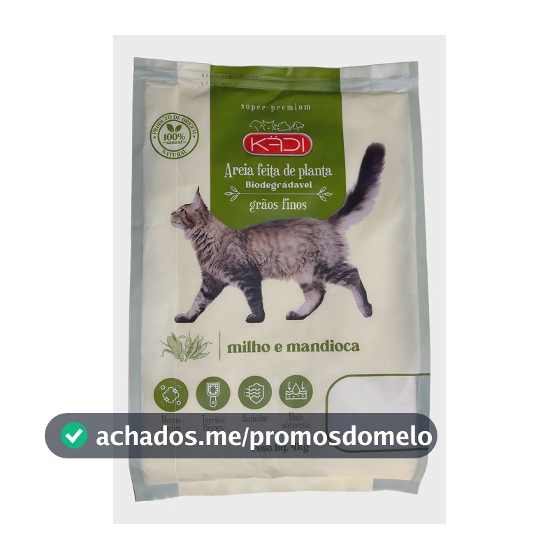 Areia Higiênica Fina Biodegradável Para Gatos Kadi 4kg