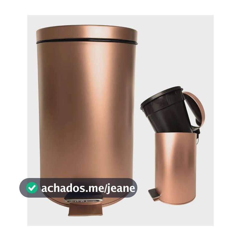 Lixeira 12 L Rosê / Dourada Gold / Preta Fosca Inox C/ Pedal Casa Golden