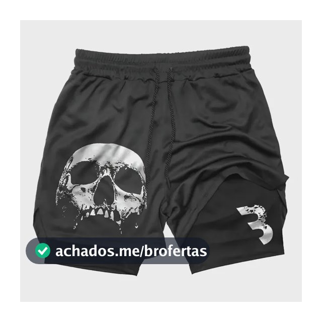Short Academia Compressão Masculino Caveira Treino Corrida