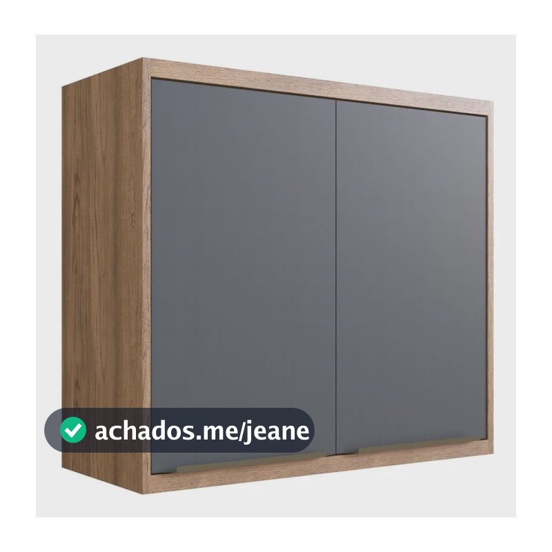 Armário Aéreo Para Cozinha 80cm 2 Portas Viena Edez Louro Freijó/grafitto
