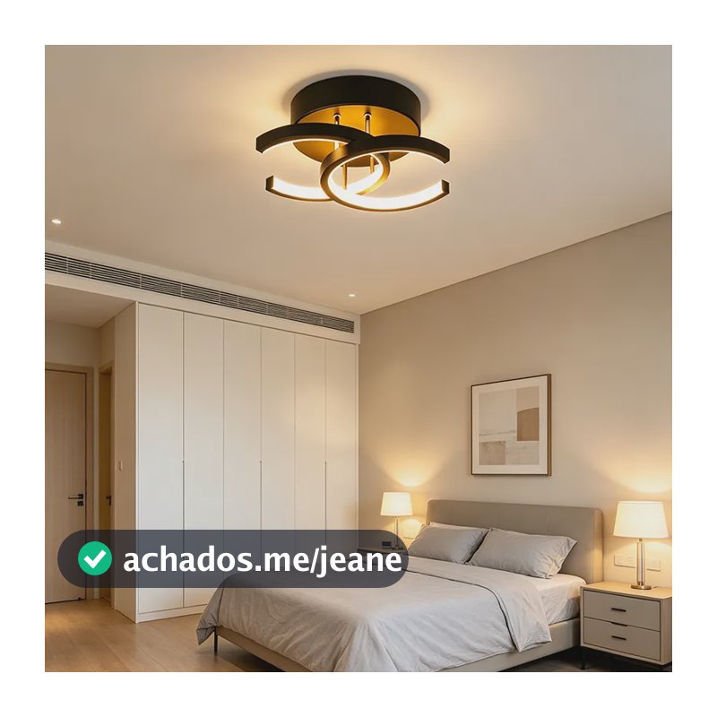 Luminária De Teto Led Moderna, Para Quarto, 3 Em 1 110v-/220v Preto