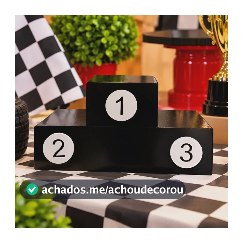 Pódio Mdf Preto 123 Decoração Festas Futebol Corida Enfeite