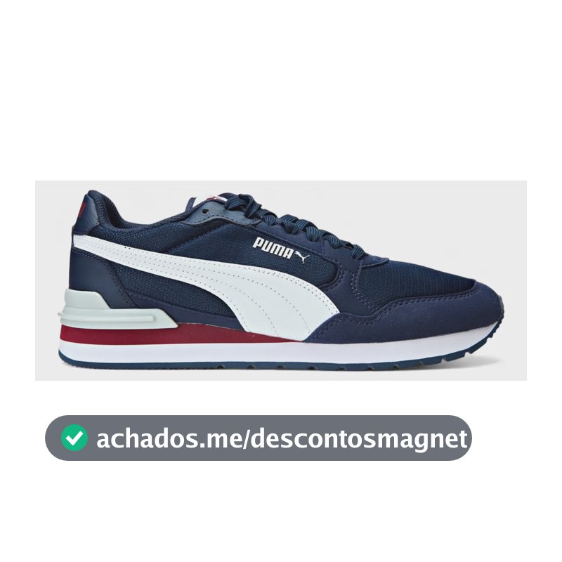 Tênis Masculino St Runner V4 Mesh Puma Club Navy-puma White-team Regal Red-plat Liso 41 Eu