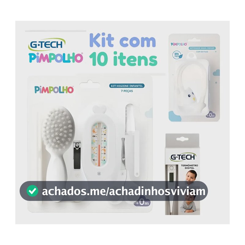 Kit Higiene Para Bebe 10 Pçs Termômetro + Aspirador Nasal Branco