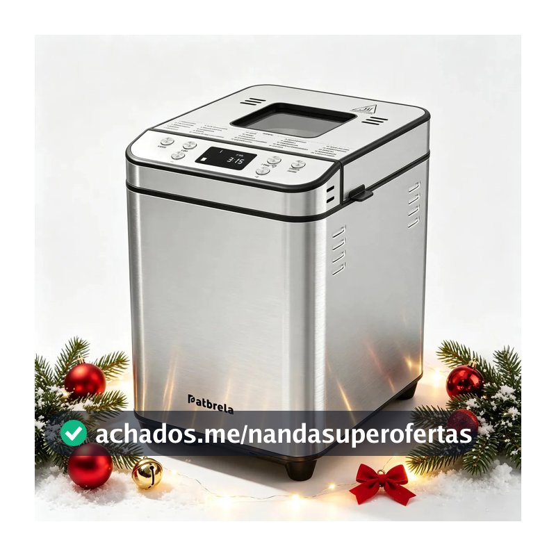 Panificadora Automática 600W Capacidade 950g com 25 Programas 3 Cores de Crosta 3 Pesos de Pão Função Manter Aquecido 60min Antiaderente