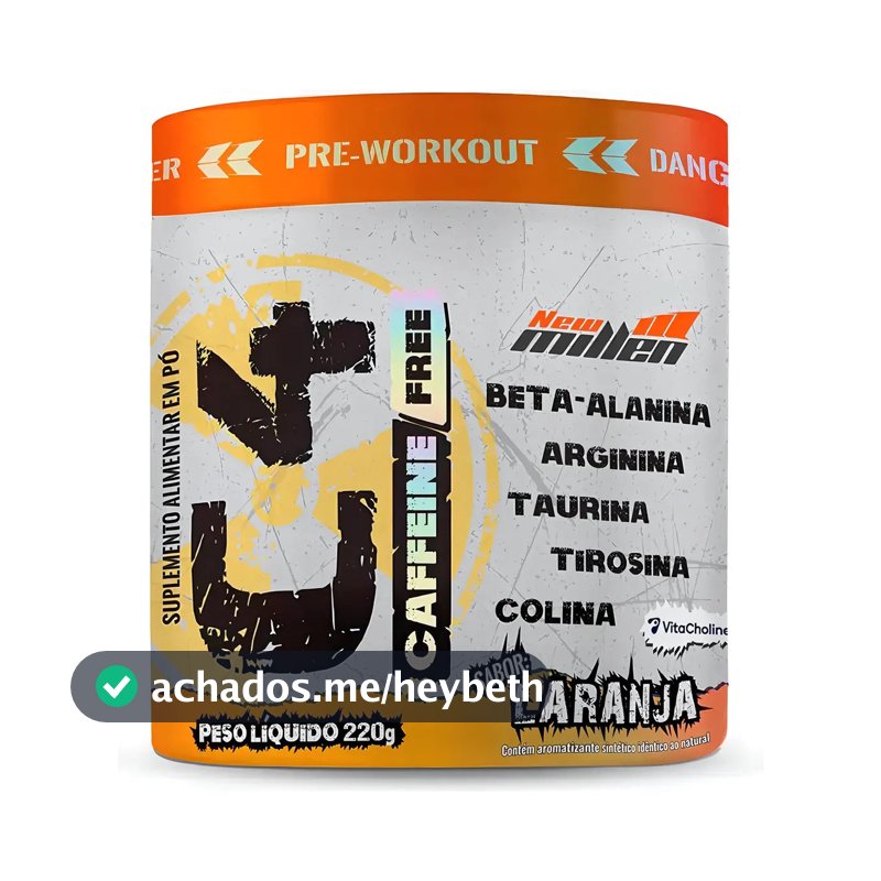Pré treino New Millen Sem Cafeína C4 Caffeine Free com colina em pó sabor Laranja x 220g