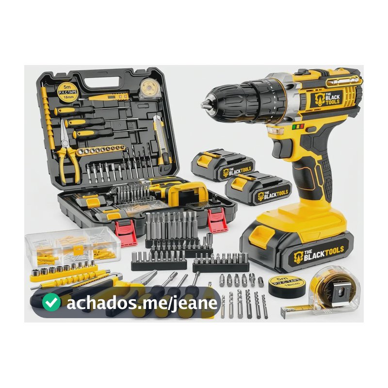 Parafusadeira Furadeira De Impacto The Black Tools Tbkit18 Com Maleta