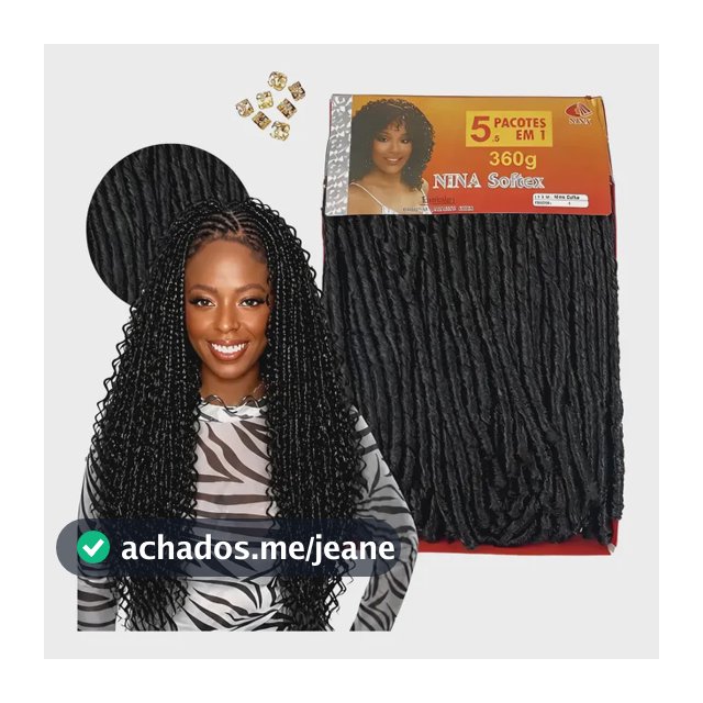 Aplique Cabelo Cacheado Nina Softex 90cm Crochet 360g