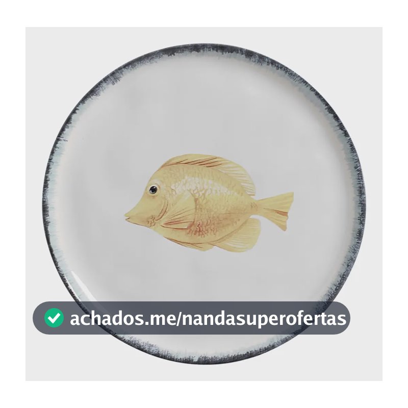 Conjunto Prato Raso Atlantica Branco Decorado Frutos Do Mar