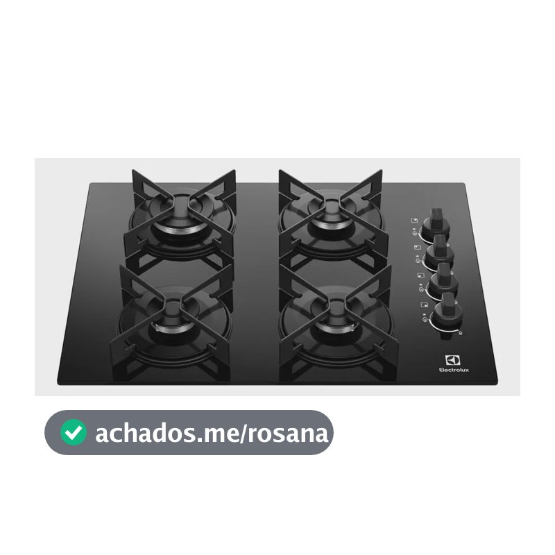 Cooktop 4 Bocas a Gás Electrolux Mesa de Vidro Efficient Grade de Aço Fosco (KE4GR) Bivolt