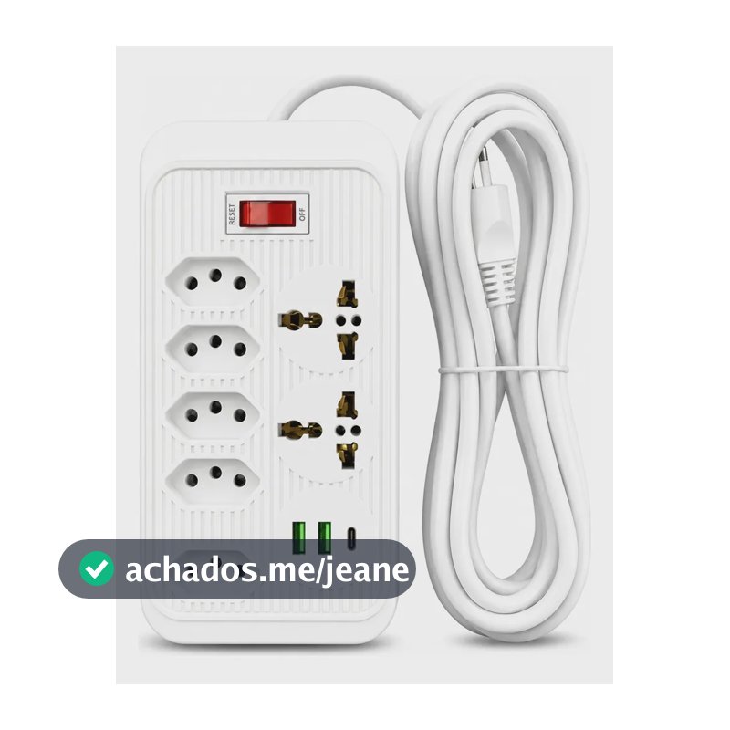 Extensão Pro Phone See 7 Tomadas Padrão Brasileiro 2m Branco 127/220v