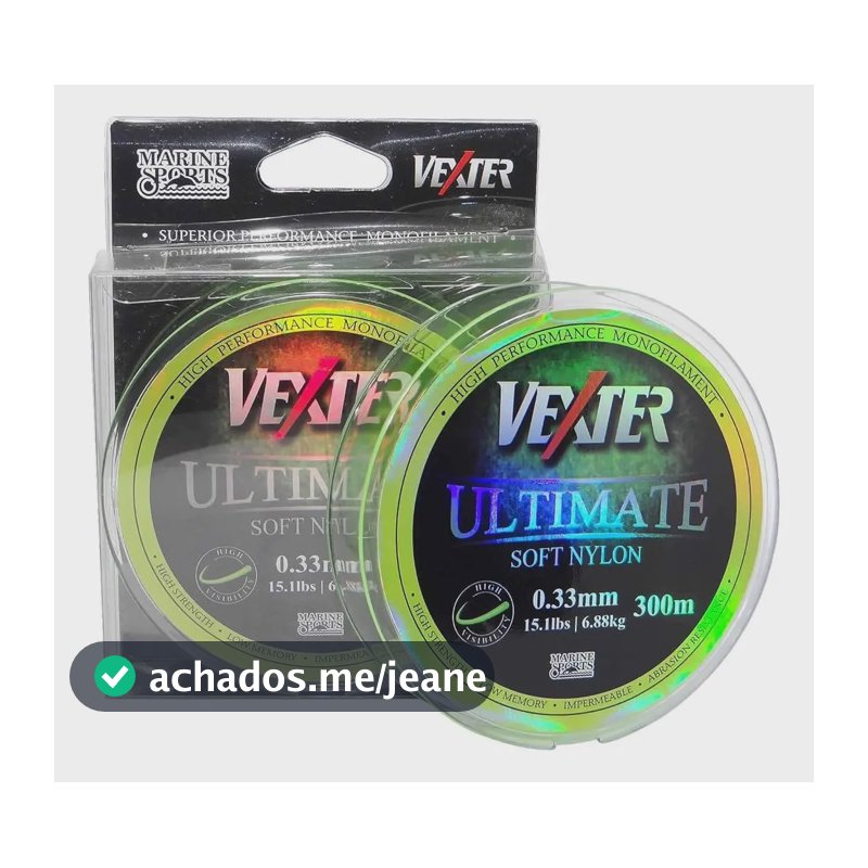 Linha Pesca Monofilamento Marine Vexter 0.37mm 300m 18lb 8kg Verde