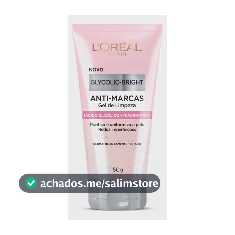 L’Oréal Paris Glycolic-Bright Gel de Limpeza Anti-Marcas com Ácido Glicólico e Niacinamida, para Todos os Tipos de Pele, 150 ml