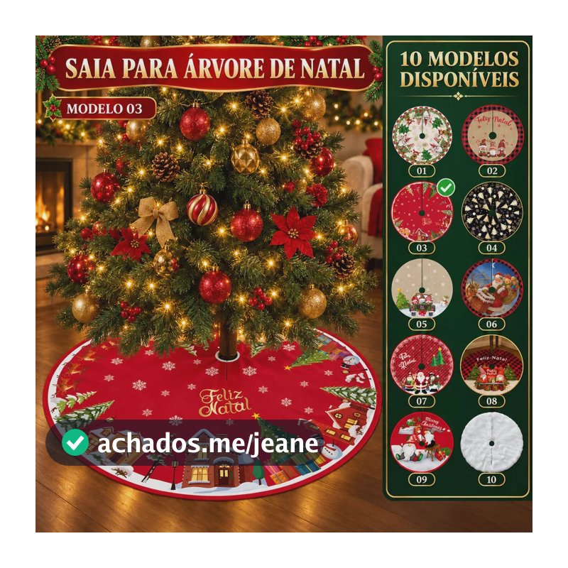 Saia Tapete Base Árvore De Natal Decoração Papai Noel Enfeite Natalino Luxo Modelo 3 Luvinco